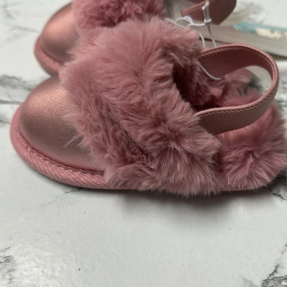 Cat & Jack Toddler Pink/Lily Metallic Scuff Slipper Size S(5/6)